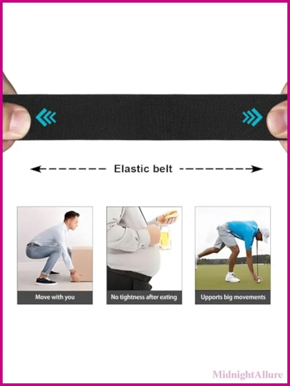 Canvas Web Belt Stretch Elastic Cut-to-Fit Flip-Top Buckle Outdoor Golf